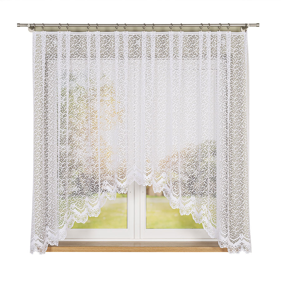 BOGUMIŁA · firanka gotowa żakardowa · biała · klasyczny wzór · 300x160