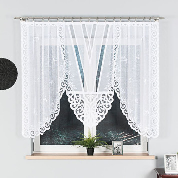 ROZALIA - Firanka gotowa żakardowa z podcięciem na dole - 250x140 cm - kolor biały