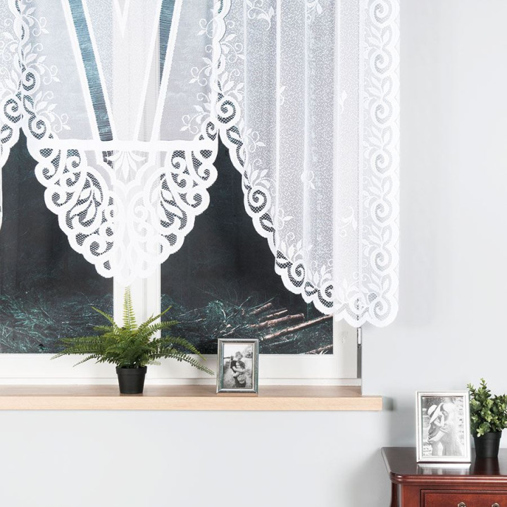 ROZALIA - Firanka gotowa żakardowa z podcięciem na dole - 250x140 cm - kolor biały