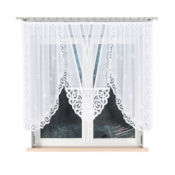 ROZALIA - Firanka gotowa żakardowa z podcięciem na dole - 250x140 cm - kolor biały