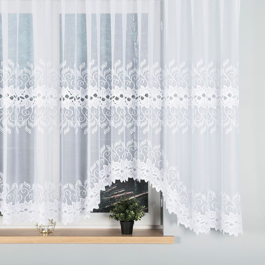 BASTIA · firanka gotowa · biała · klasyczny wzór · 600x160