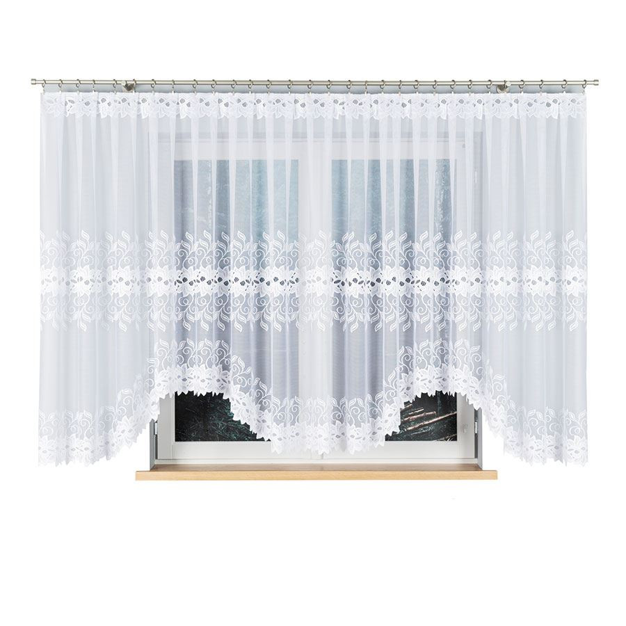 BASTIA · firanka gotowa · biała · klasyczny wzór · 600x160