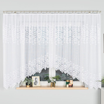CELINA - Firanka gotowa żakardowa z podcięciem na dole - 400x160 cm - kolor biały