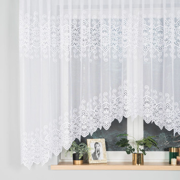 CELINA - Firanka gotowa żakardowa z podcięciem na dole - 400x160 cm - kolor biały 2