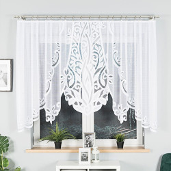 POLA - Firanka gotowa żakardowa z podcięciem na dole - 300x140 cm - kolor biały