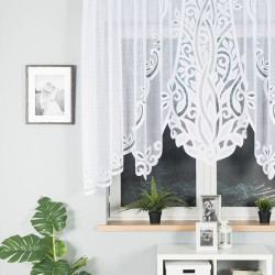 POLA - Firanka gotowa żakardowa z podcięciem na dole - 300x140 cm - kolor biały