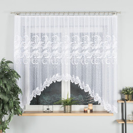 IWONA - Firanka gotowa żakardowa z podcięciem na dole - 300x160 cm - kolor biały