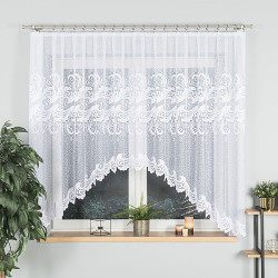 IWONA - Firanka gotowa żakardowa z podcięciem na dole - 300x160 cm - kolor biały