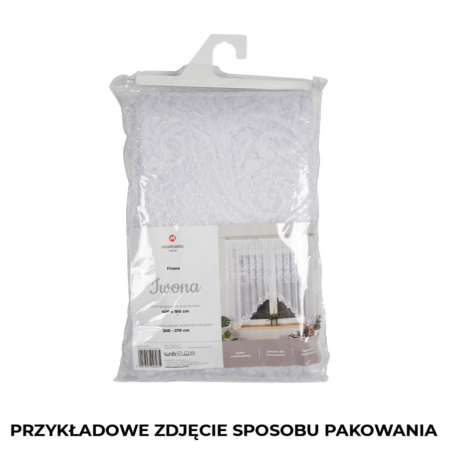 IWONA - Firanka gotowa żakardowa z podcięciem na dole - 300x160 cm - kolor biały