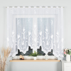 JULIANNA · firanka gotowa z podcięciem · biała · kwiaty · 300x160