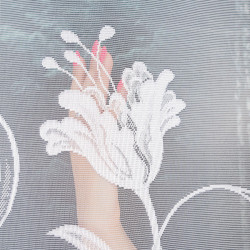 JULIANNA · firanka gotowa z podcięciem · biała · kwiaty · 300x160