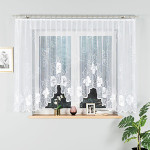 GRACJANA - Firanka gotowa żakardowa z podcięciem na dole - 400x160 cm - kolor biały