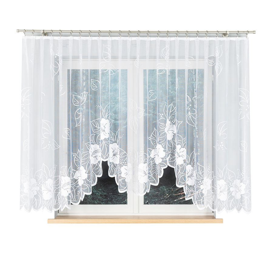 GRACJANA - Firanka gotowa żakardowa z podcięciem na dole - 400x160 cm - kolor biały