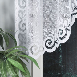 ROZALIA - Firanka gotowa żakardowa z podcięciem na dole - 250x120 cm - kolor biały