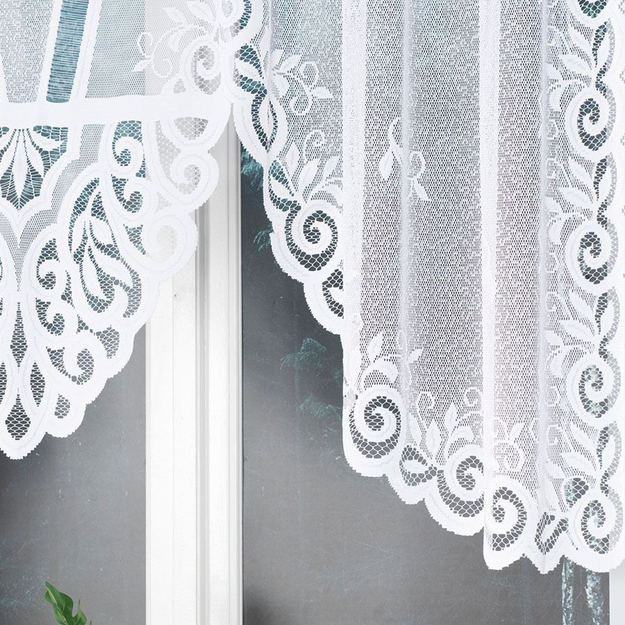 ROZALIA - Firanka gotowa żakardowa z podcięciem na dole - 250x120 cm - kolor biały
