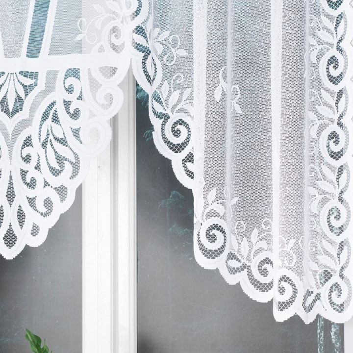 ROZALIA - Firanka gotowa żakardowa z podcięciem na dole - 250x120 cm - kolor biały