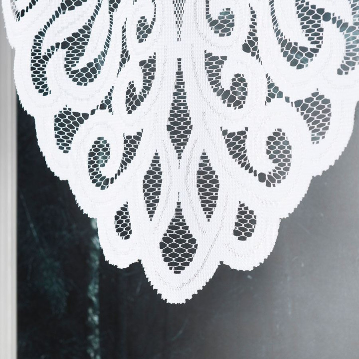 ROZALIA - Firanka gotowa żakardowa z podcięciem na dole - 250x120 cm - kolor biały