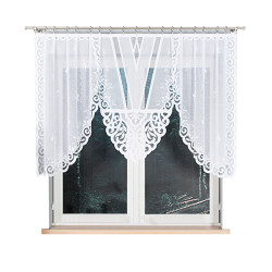 ROZALIA - Firanka gotowa żakardowa z podcięciem na dole - 250x120 cm - kolor biały