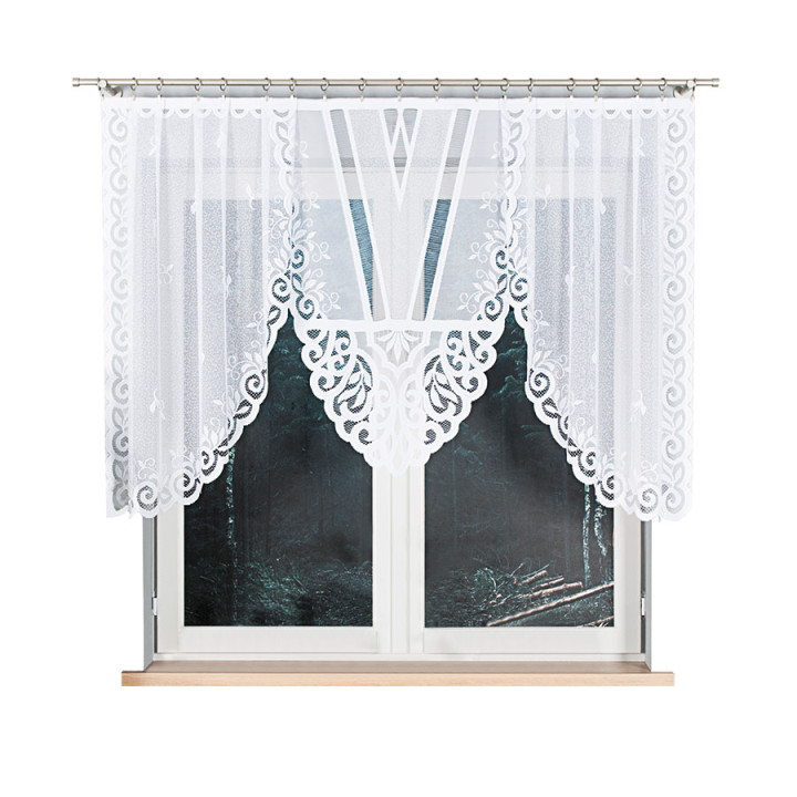 ROZALIA - Firanka gotowa żakardowa z podcięciem na dole - 250x120 cm - kolor biały