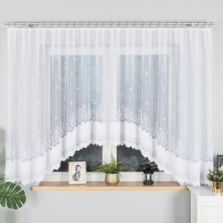 GENOWEFA Firanka żakardowa gotowa, szerokość 450 x wysokość 160cm, kolor 001 biały