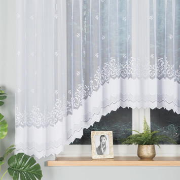 GENOWEFA Firanka żakardowa gotowa, szerokość 450 x wysokość 160cm, kolor 001 biały 2