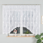 RENATA firanka gotowa z podcięciem żakardowa biała w kwiaty 400x150 cm