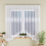 ŻANETA firanka gotowa z podcięciem żakardowa biała w ornamenty 350x175 cm