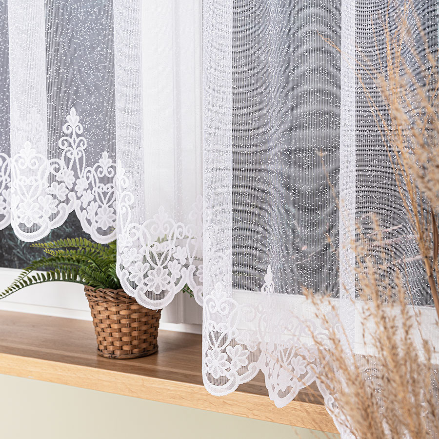 ŻANETA Firanka żakardowa gotowa, szerokość 350 x wysokość 175cm, kolor 001 biały