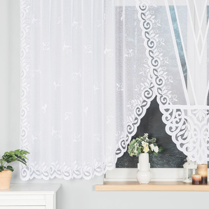 ROZALIA Firanka żakardowa gotowa, szerokość 450 x wysokość 160cm, kolor 001 biały 