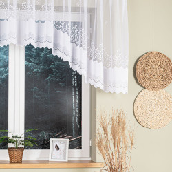 GENOWEFA Firanka żakardowa gotowa, szerokość 400 x wysokość 100cm, kolor 001 biały