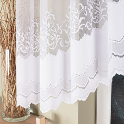 GENOWEFA Firanka żakardowa gotowa, szerokość 400 x wysokość 100cm, kolor 001 biały