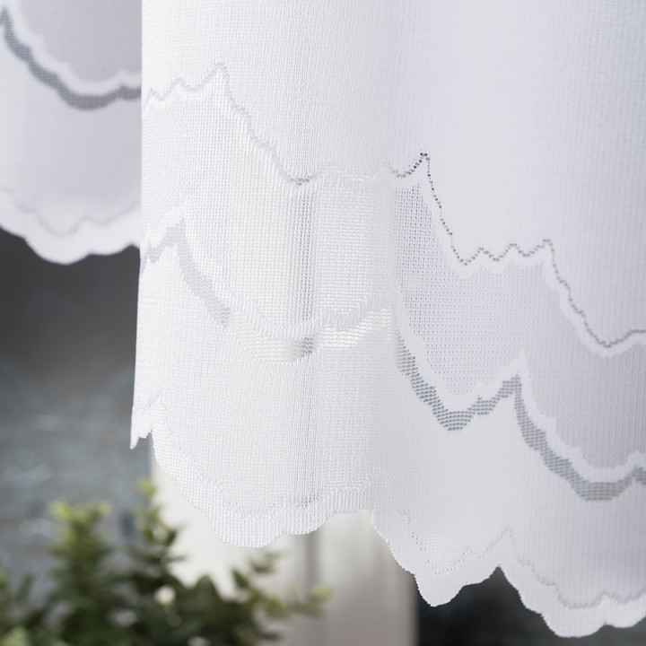 GENOWEFA Firanka żakardowa gotowa, szerokość 400 x wysokość 100cm, kolor 001 biały 
