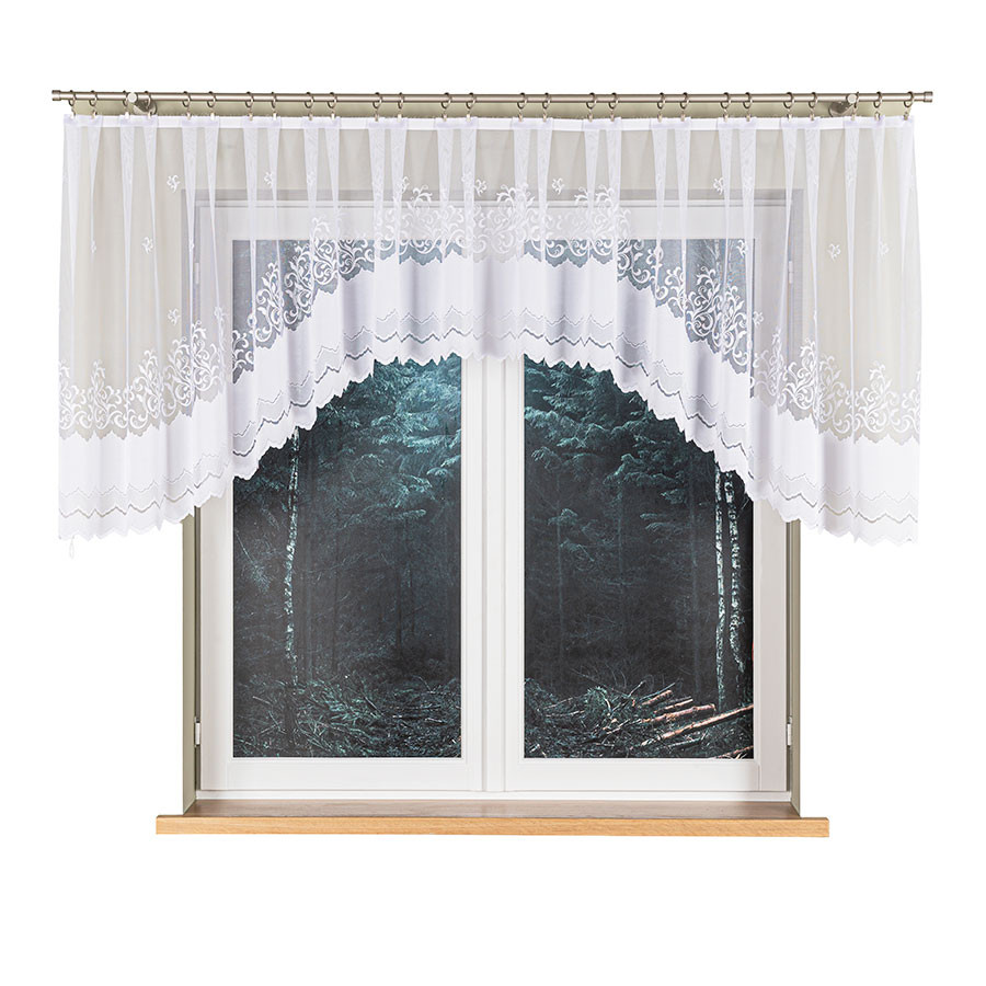 GENOWEFA Firanka żakardowa gotowa, szerokość 400 x wysokość 100cm, kolor 001 biały