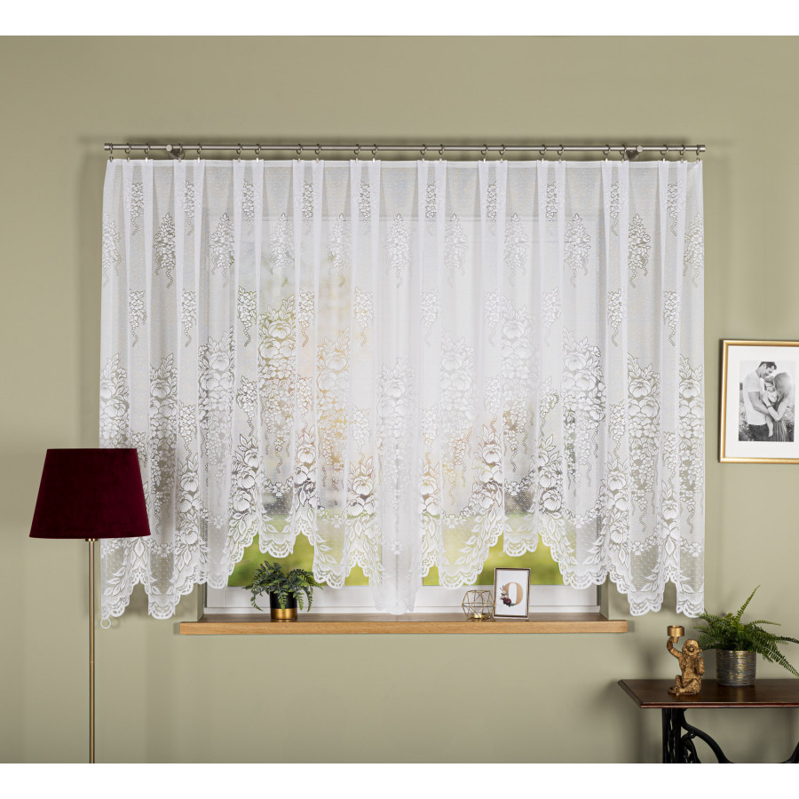 ADELA Firanka żakardowa gotowa, szerokość 400 x wysokość 160cm, kolor 001 biały