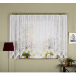 ADELA firanka gotowa z podcięciem żakardowa biała w kwiaty 400x160 cm