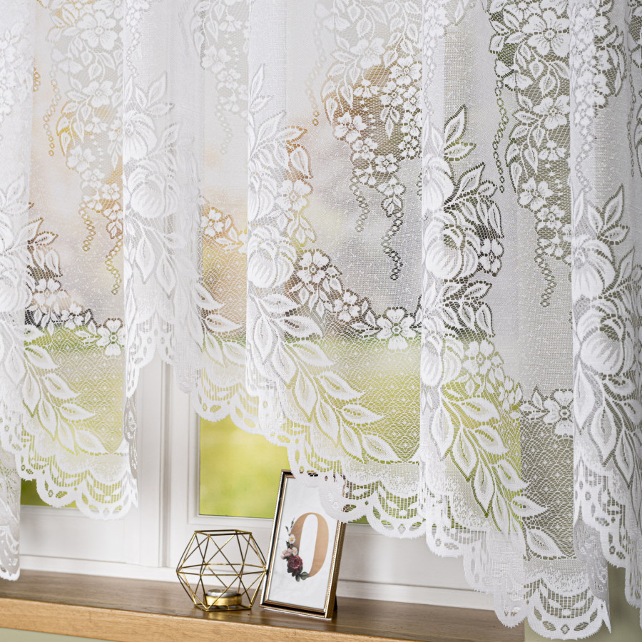 ADELA Firanka żakardowa gotowa, szerokość 400 x wysokość 160cm, kolor 001 biały