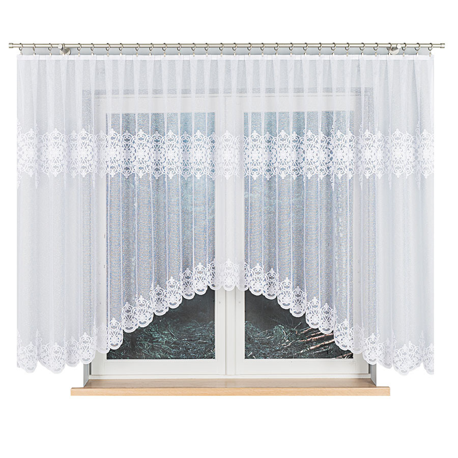 ŻANETA Firanka żakardowa gotowa, szerokość 450 x wysokość 155cm, kolor 001 biały