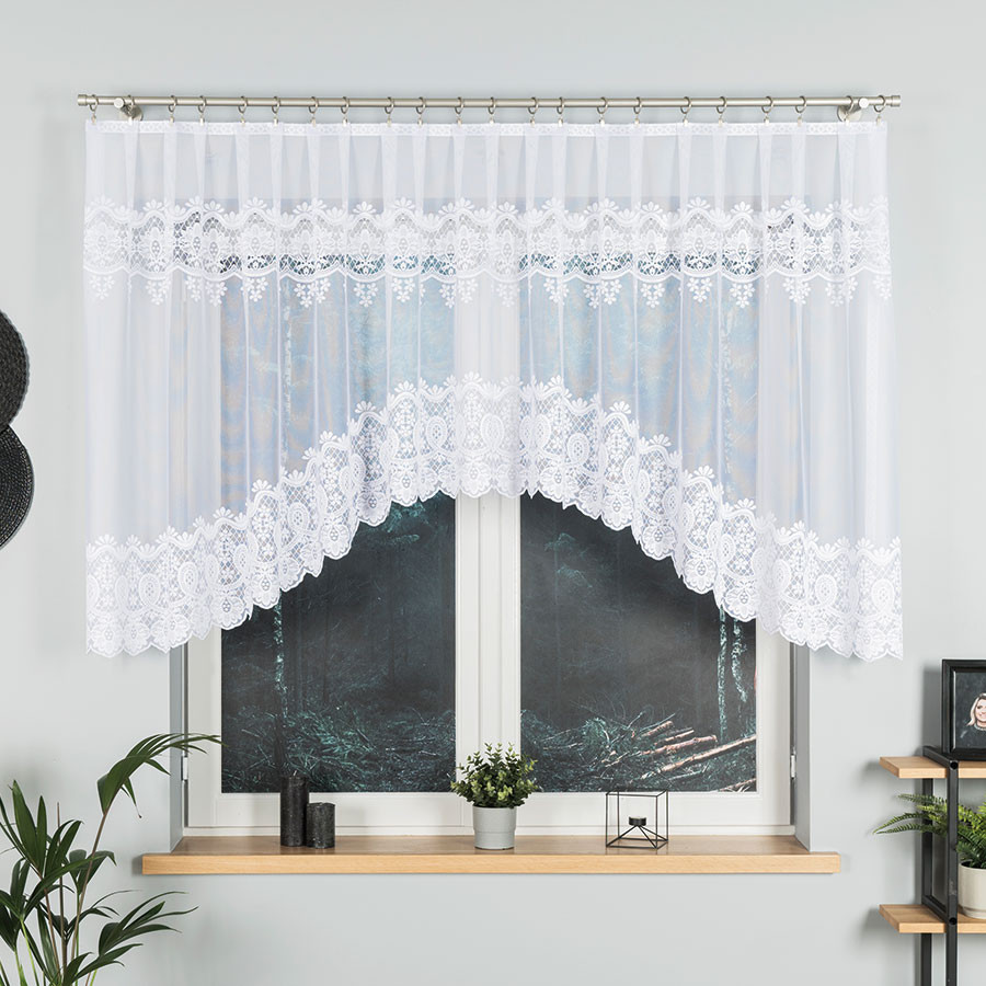 DARIA Firanka żakardowa gotowa, szerokość 400 x wysokość 120cm, kolor 001 biały