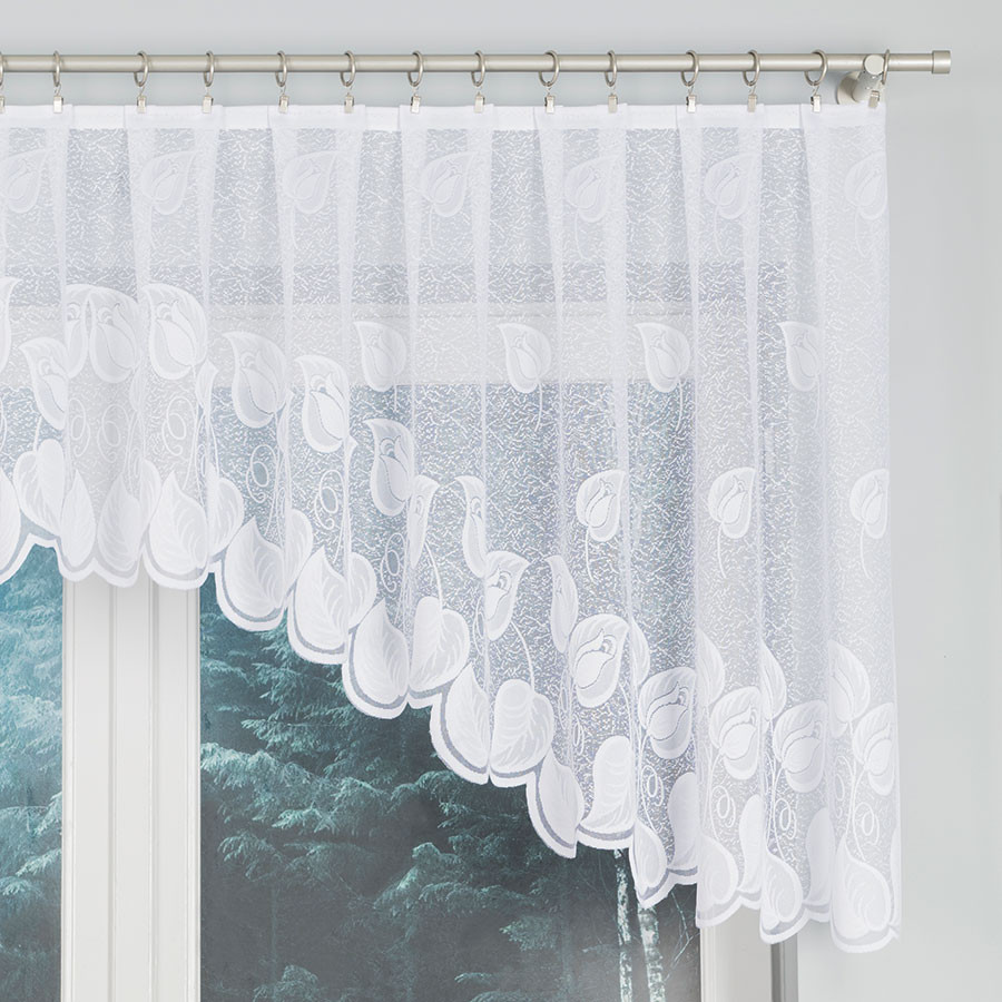 NORA Firanka żakardowa gotowa, szerokość 300 x wysokość 90cm, kolor 001 biały