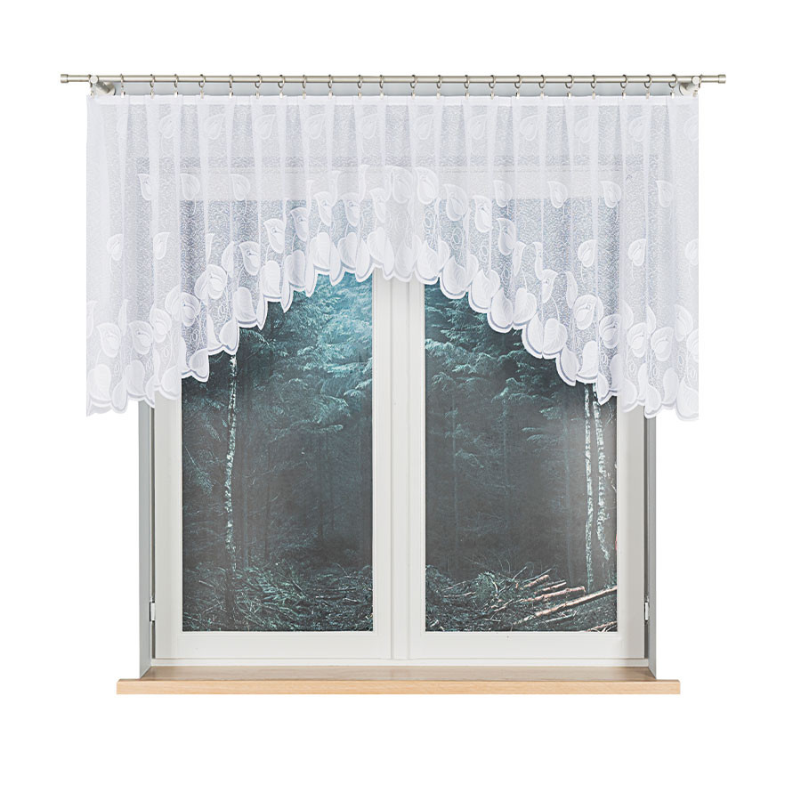 NORA Firanka żakardowa gotowa, szerokość 300 x wysokość 90cm, kolor 001 biały