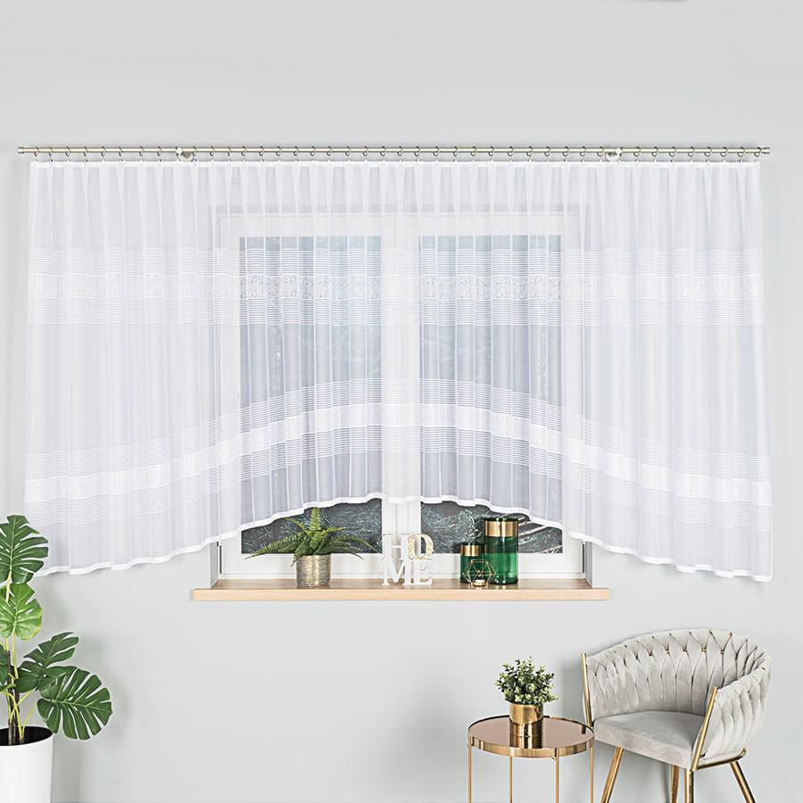 KLAUDYNA Firanka żakardowa gotowa, szerokość 620 x wysokość 160cm, kolor 001 biały