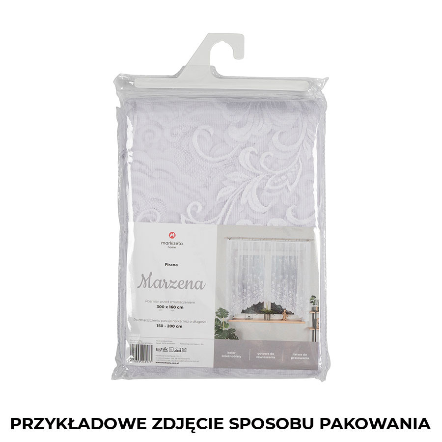 MARZENA Firanka żakardowa gotowa, szerokość 500 x wysokość 160cm, kolor 001 biały