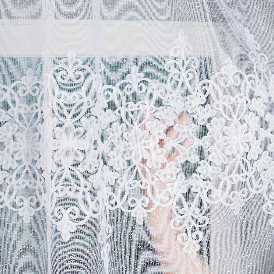 ŻANETA Firanka żakardowa gotowa, szerokość 400 x wysokość 135cm, kolor 001 biały