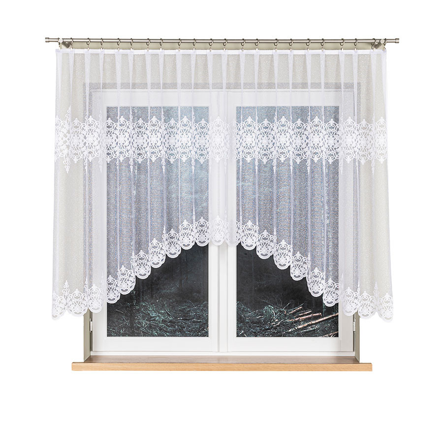 ŻANETA Firanka żakardowa gotowa, szerokość 400 x wysokość 135cm, kolor 001 biały
