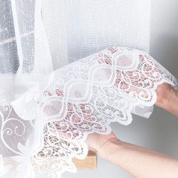 JOWITA Firanka żakardowa gotowa ze wzorem pasowym, szerokość 250 x wysokość 100cm, kolor 001 biały