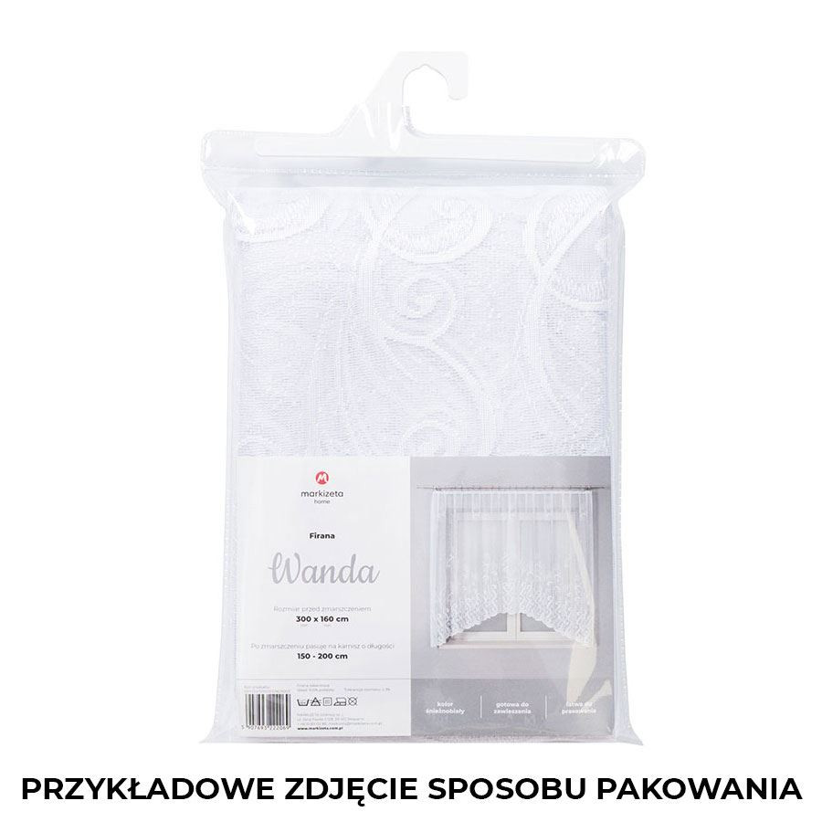 WANDA Firanka żakardowa gotowa, szerokość 300 x wysokość 160cm, kolor 001 biały