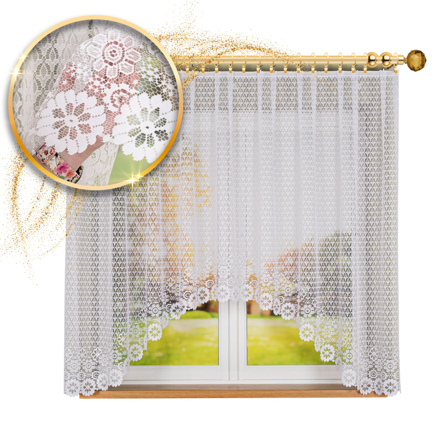 FAUSTYNA Firanka żakardowa gotowa, szerokość 300 x wysokość 160cm, kolor 001 biały