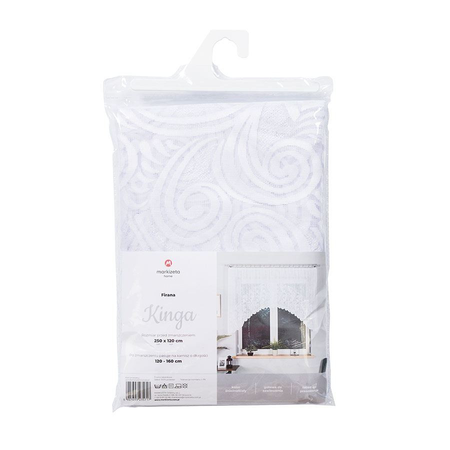 KINGA Firanka żakardowa gotowa, szerokość 330 x wysokość 160cm, kolor 001 biały