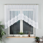 LUCYNA firanka gotowa z podcięciem żakardowa biała w ornamenty 300x120 cm