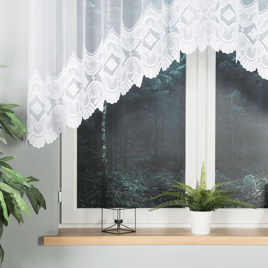 LUCYNA Firanka żakardowa gotowa, szerokość 300 x wysokość 120cm, kolor 001 biały
